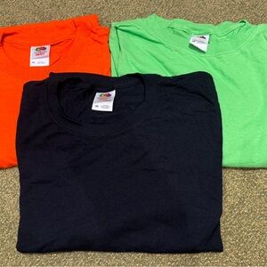 Fruit of the Loom Heavy Cotton T-Shirts - 2XL - Bright Orange, Lime Green, Navy